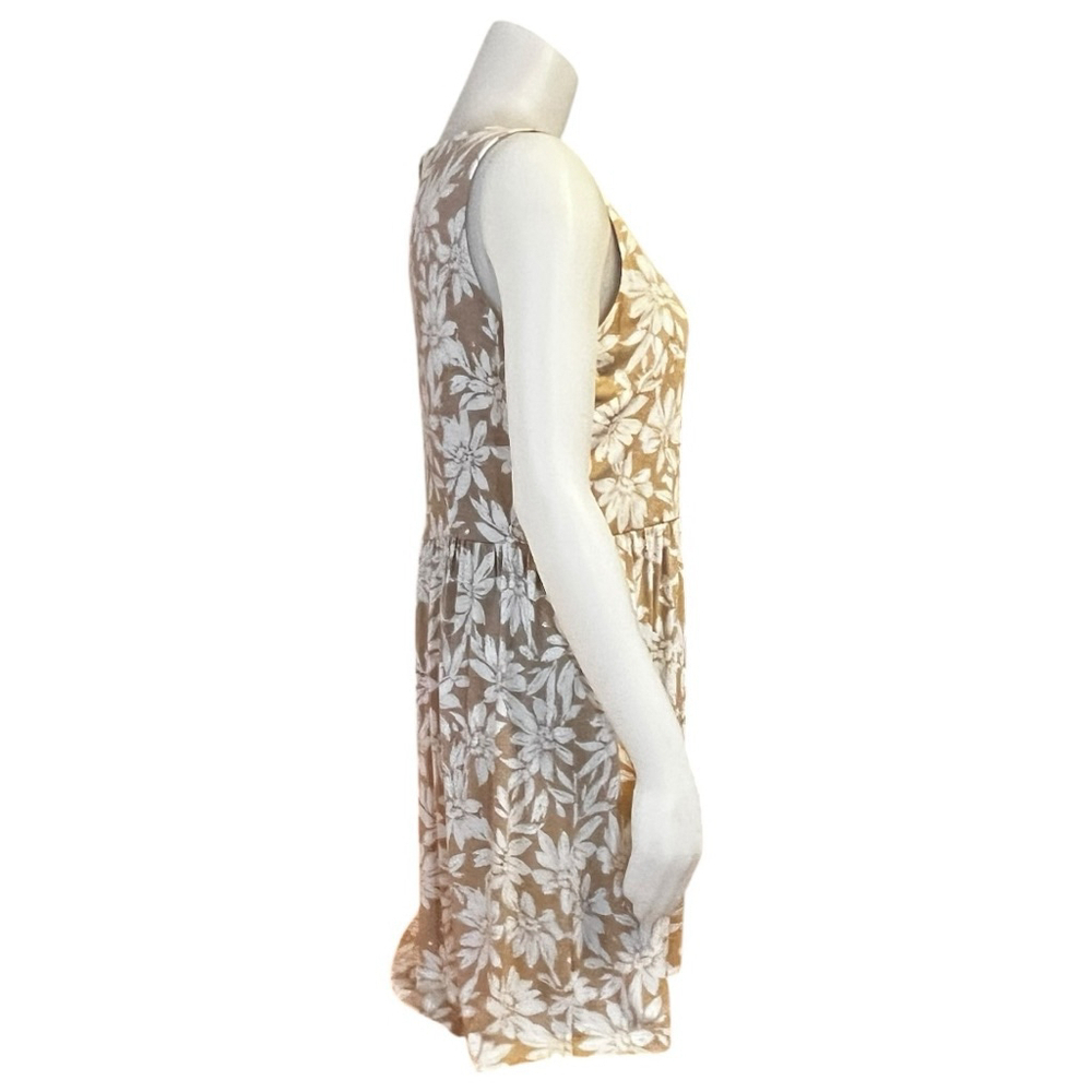 Women's Loft Stretch Jersey Tank Sun Dress, MP, Tan White Floral Print - Picture 8 of 16